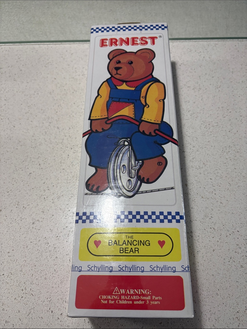 Ernest Balancing Bear Plush Toy - Brown, Blue, Yellow